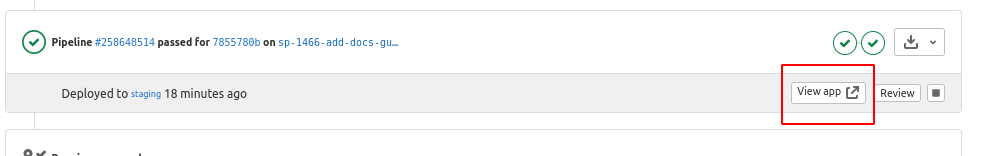 The View app button on a GitLab merge request.