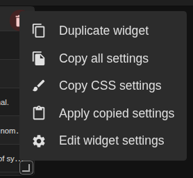 Widget Context Menu