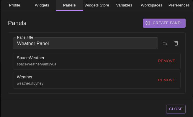 Panels Tab