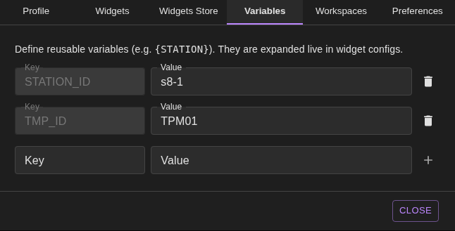 Variables Tab