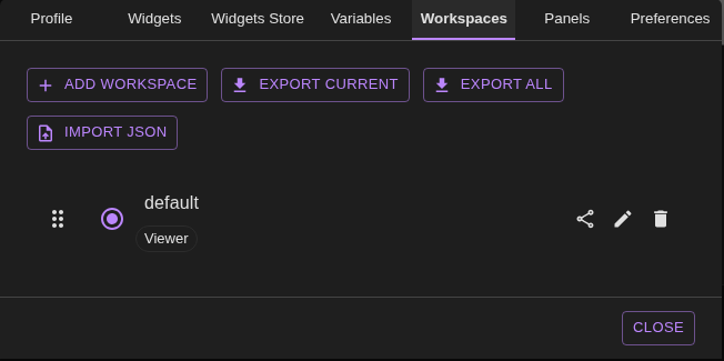 Workspaces Tab